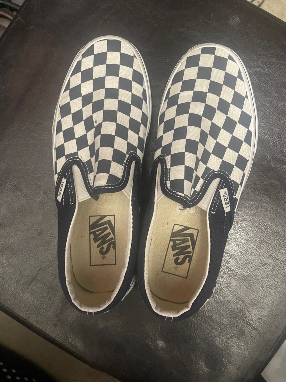 Vans Women’s  Checkerboard Slip-On Sneakers - Navy/White